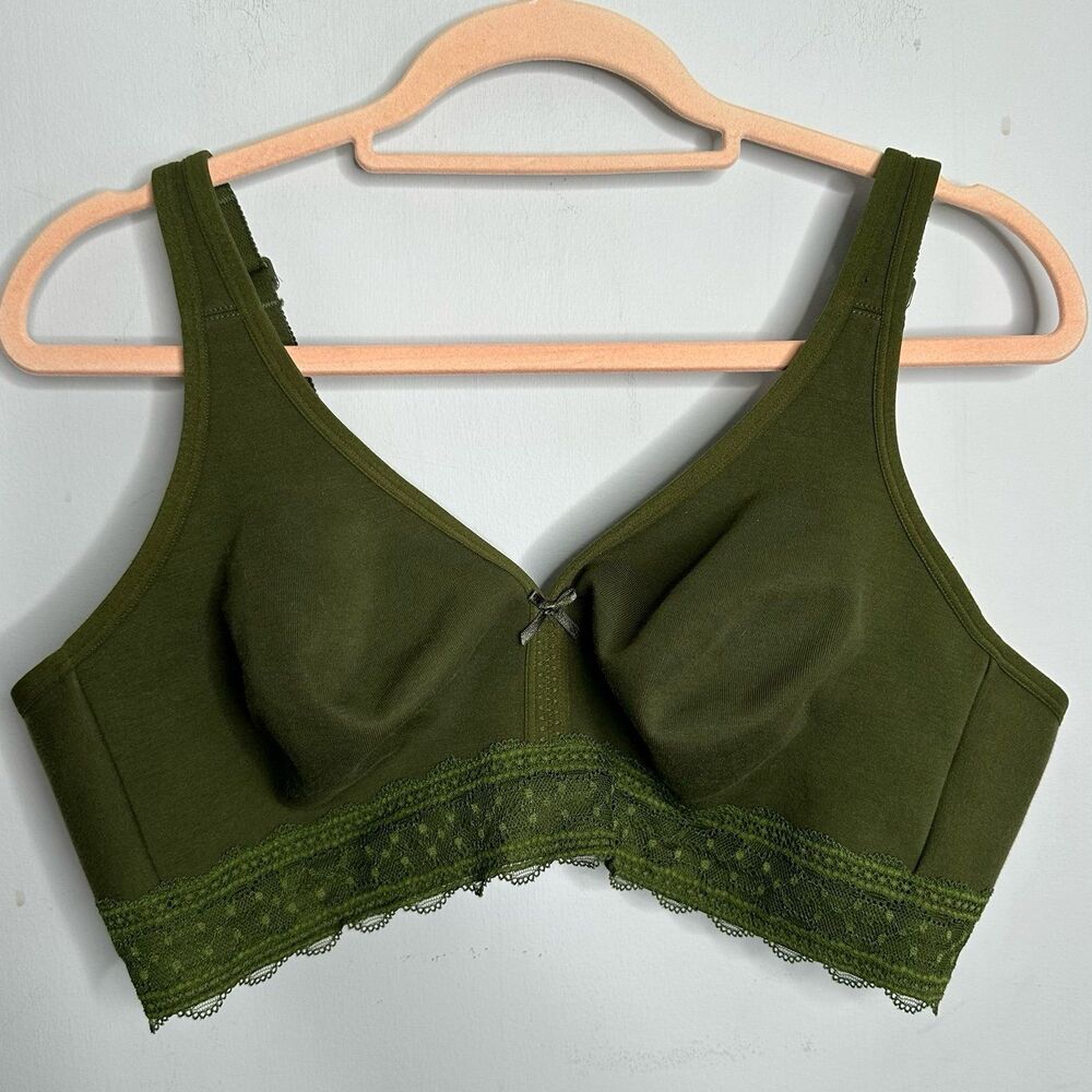 Cacique Lane Bryant Unlined Full Coverage No Wire Bra Size 42D Olive Green 2024